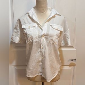 J. Crew Utility Pocket Shirt in Garment-Dyed Cotton Poplin in White
